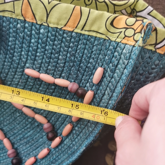 RETRO semi circular embroidered wicker straw bag giannetti - Picture 6 of 14